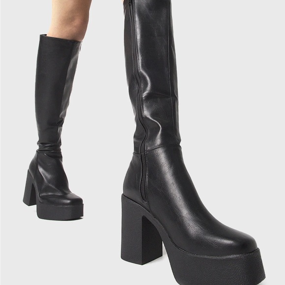 Lamoda Shoes - Platform Knee-High Boots wide calf
